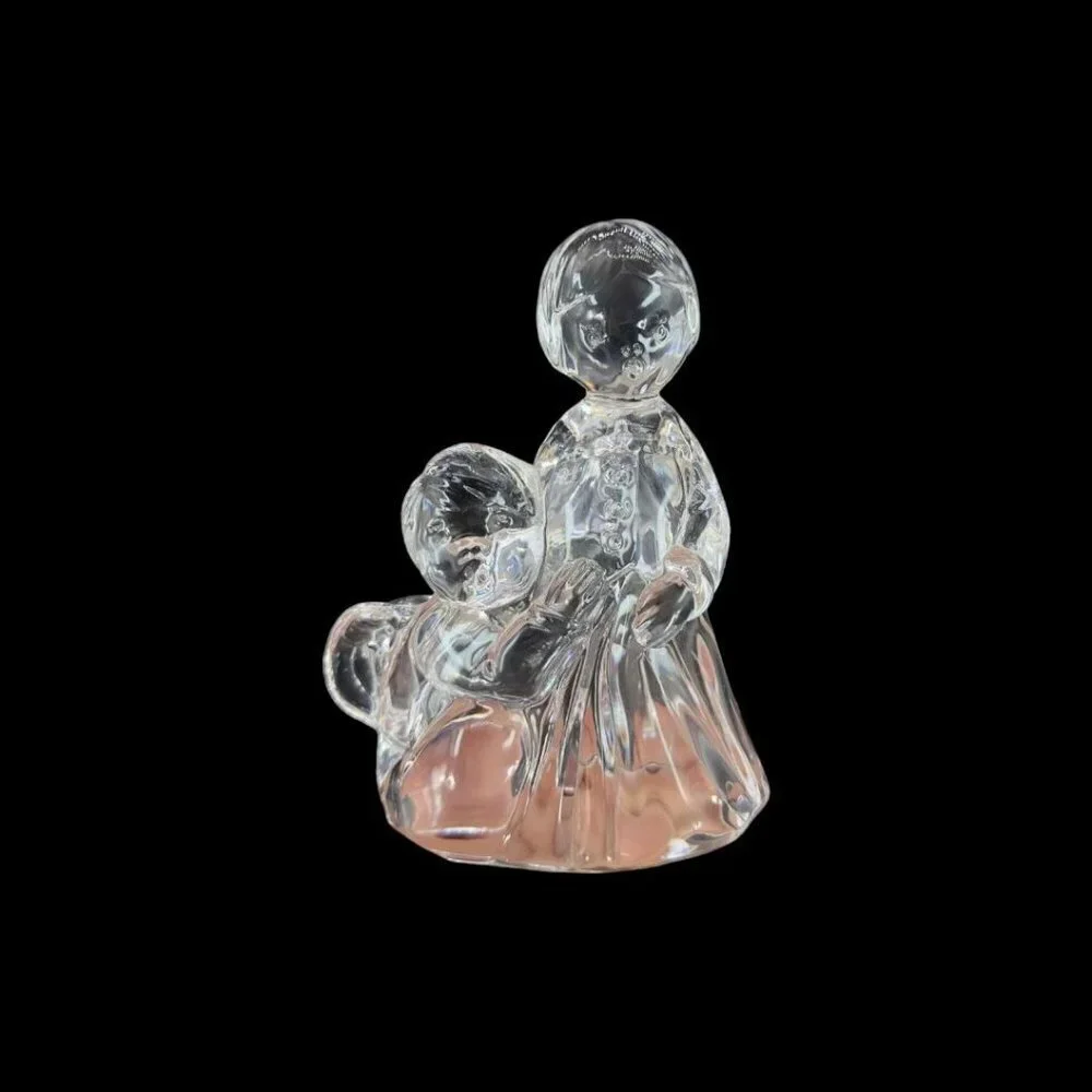 R.O.C Vtg Crystal Mother & Child Figurine Sculpture